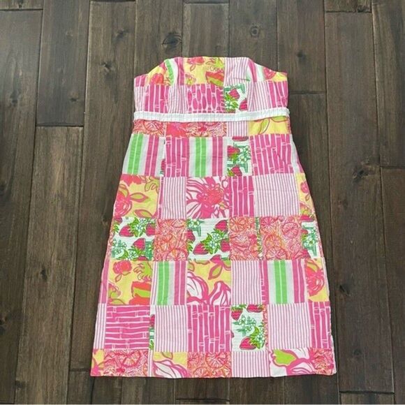 Lilly Pulitzer Bowen Patchwork Strapless Dress 6 - Picture 1 of 6